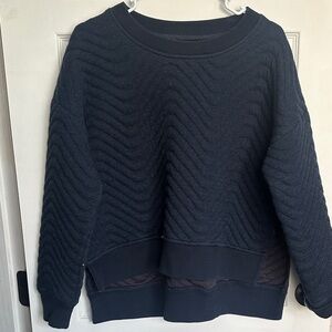 Madewell Navy Blue Textured Cropped Crew Neck Sweater